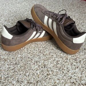 adidas Brown and White Suede Platform Sneakers
